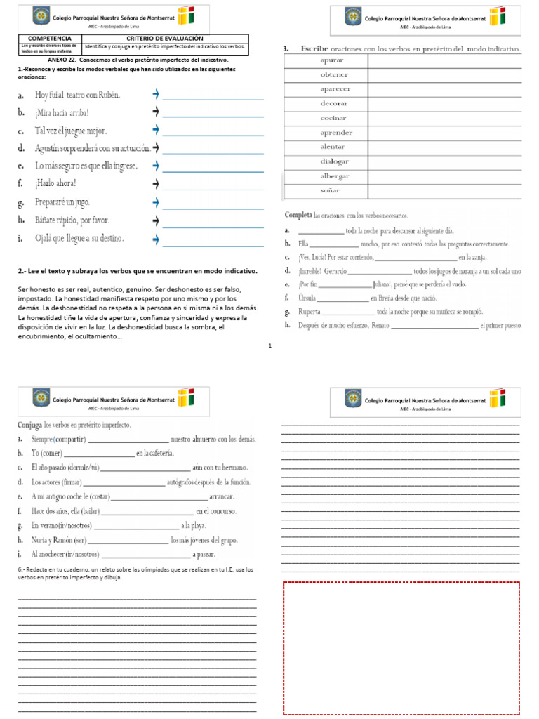 Verbos en Pretérito Imperfecto | PDF | Verbo | Relaciones sintácticas