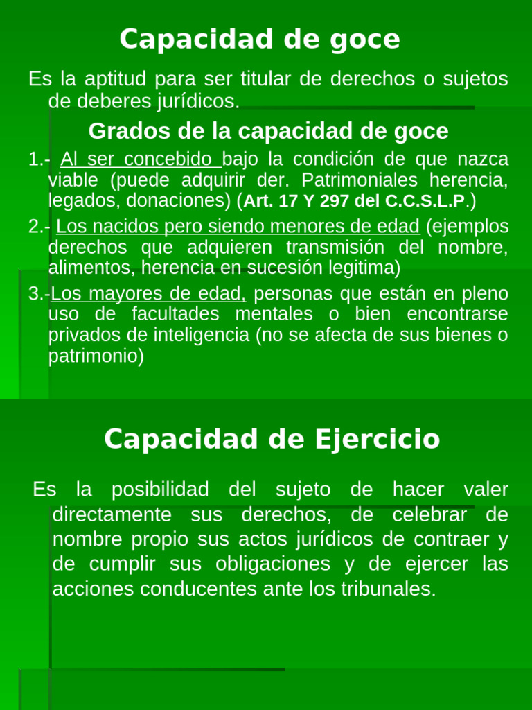 Capacidad de Goce y Ejercicio Jurídico | PDF