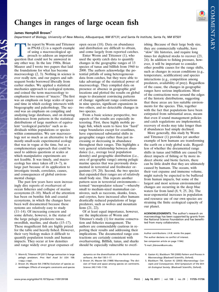 Ocean Fish Range Changes and Impacts | PDF | Ecology | Ecosystem