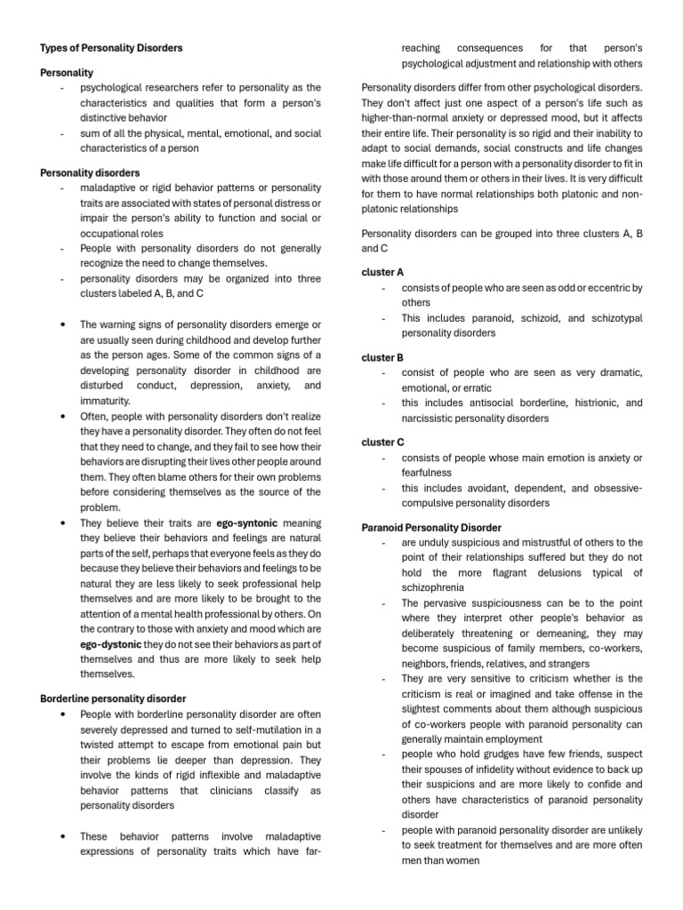 Understanding Personality Disorders | PDF | Personality Disorder ...