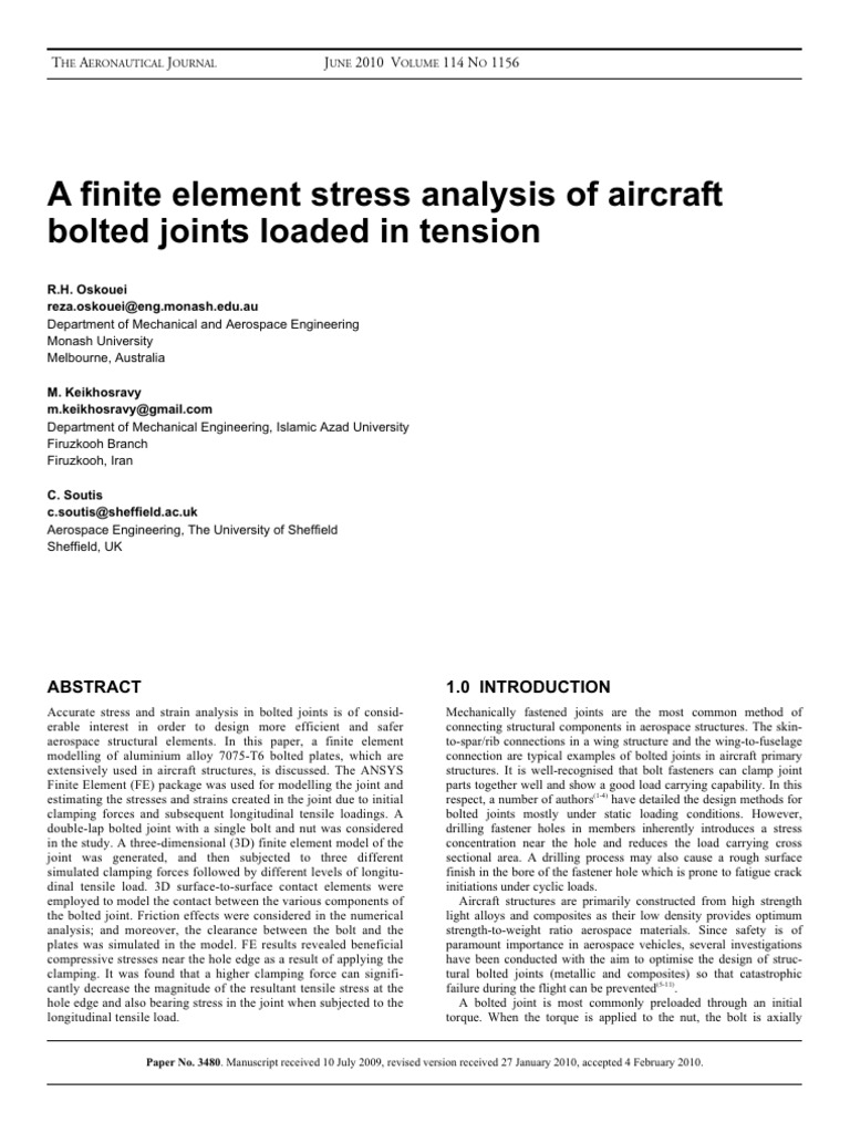 A Finite Element Stress Analysis of Airc | PDF | Stress (Mechanics ...