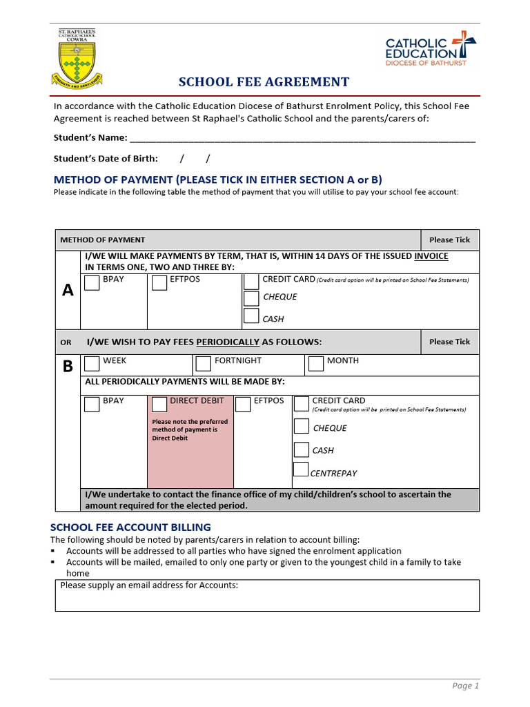School Fee Payment Agreement Form | PDF | Payments | Credit Card