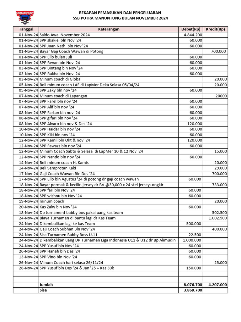 November 2024 Financial Summary Pdf