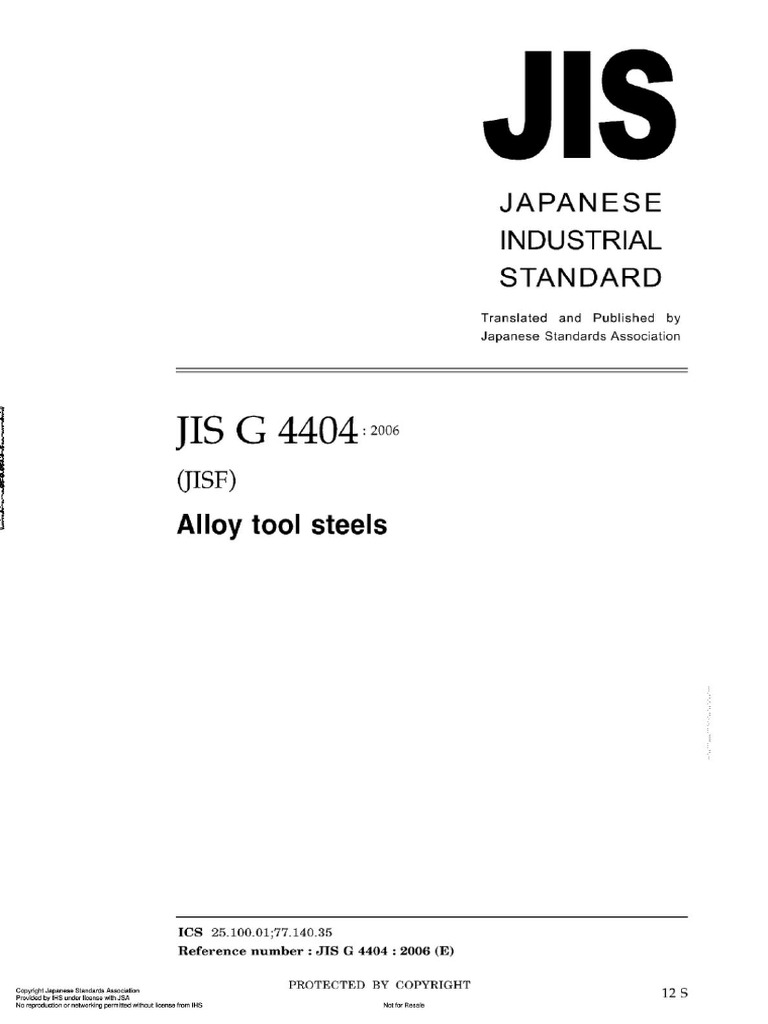 JIS G4404 2006 Alloy Tool Steel EN | PDF