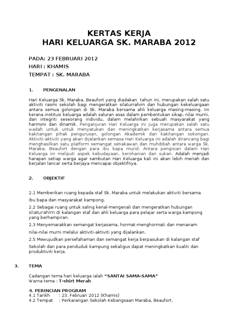 Kertas Kerja Hari Keluarga 2012