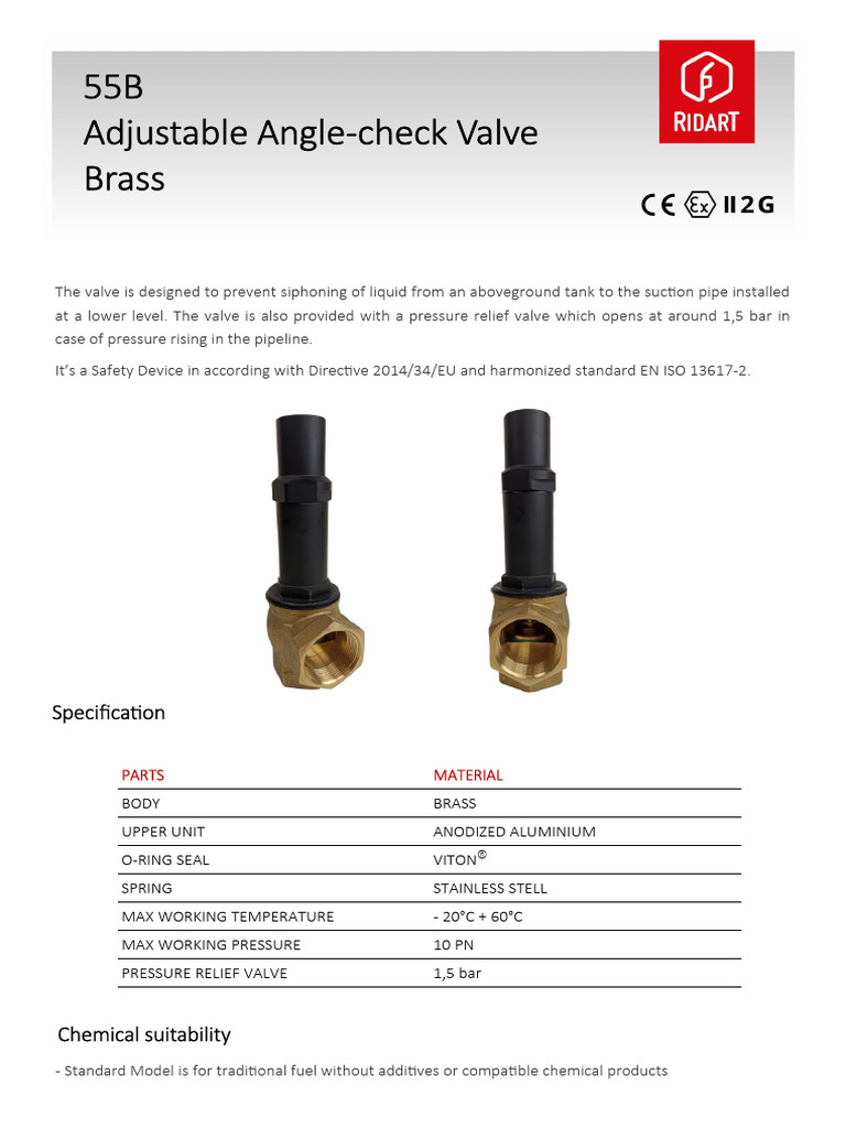 Adjustable Angle Check 55b | PDF | Valve | Mechanical Engineering