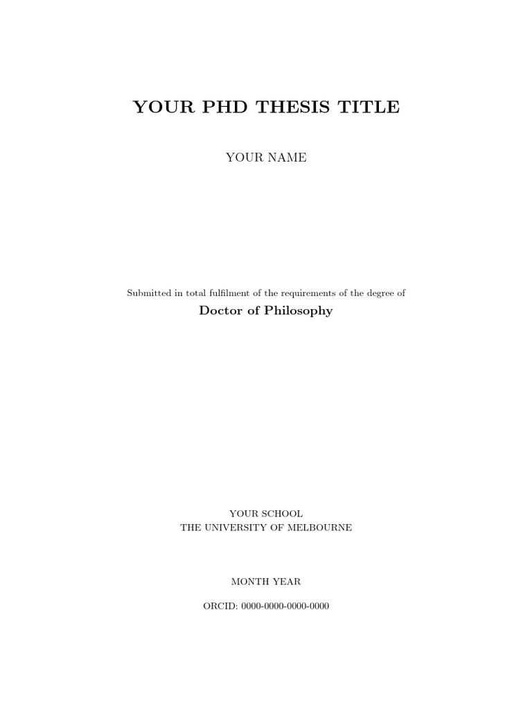 University of Melbourne PHD Thesis Template | PDF | Thesis | Doctor Of ...