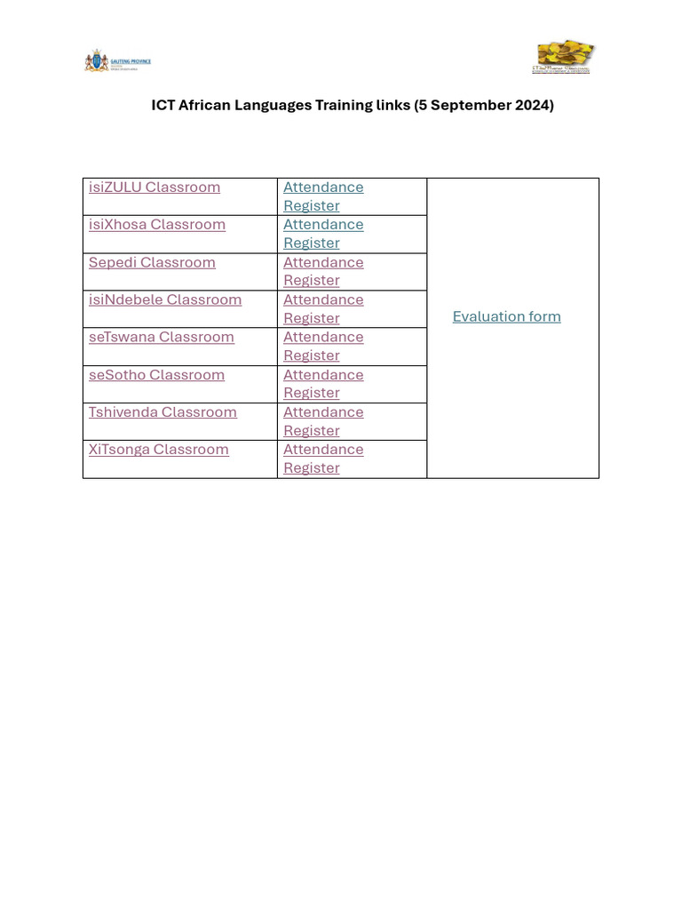 ICT African Languages Training Links 5 September 2024 | PDF