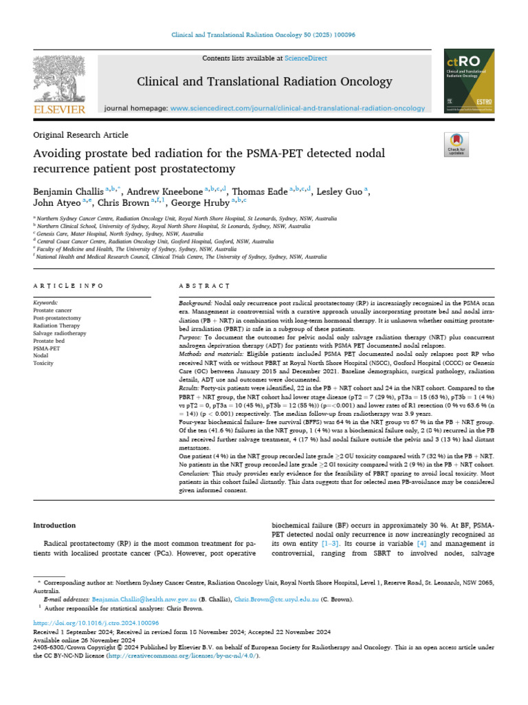 Avoiding Prostate Bed Radiation For The PSMA PET D | PDF | Radiation ...
