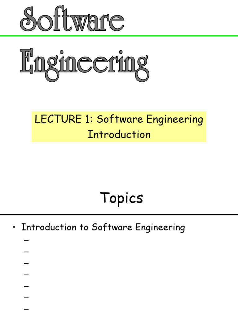 Lecture 1 Part One - Software Engineering | PDF | Software | Engineering
