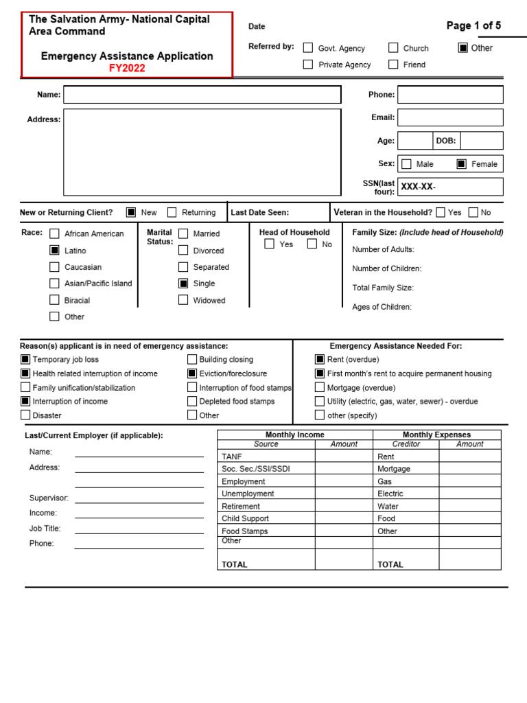 Salvation Army Assistance App | PDF | Lease | Mortgages