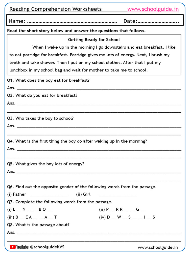 Grade 2 Reading Comprehension Worksheet | PDF