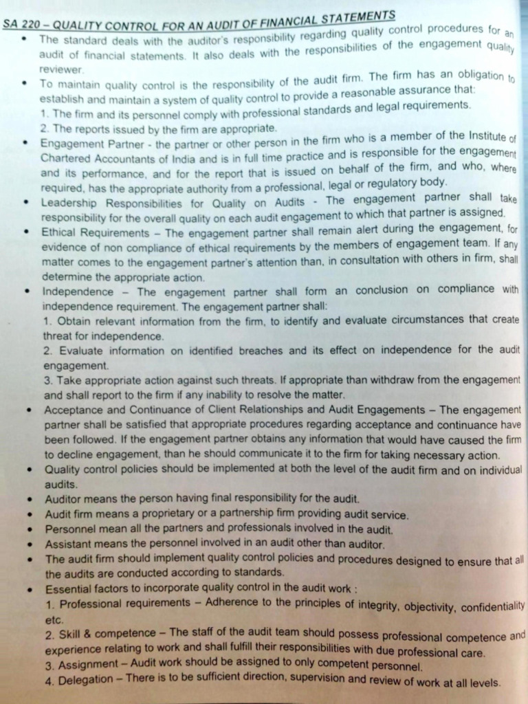 220 (Quality Control For An Audit of Financial Statements) | PDF ...