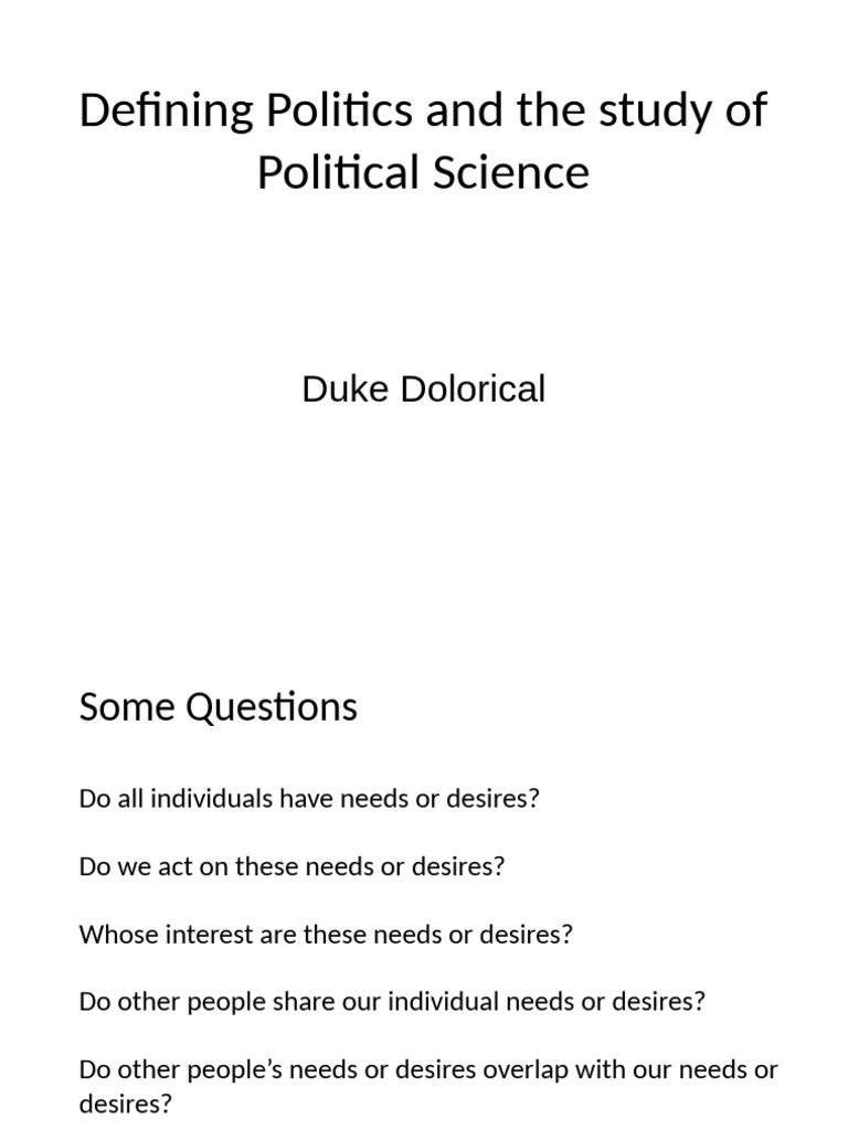 Defining Politics and The Study of Political Science | PDF | Science ...
