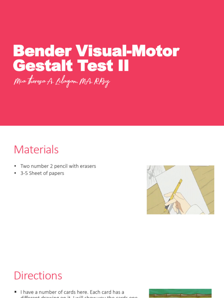 Bender Visual-Motor Gestalt Test II Guide | PDF | Cognitive Psychology ...