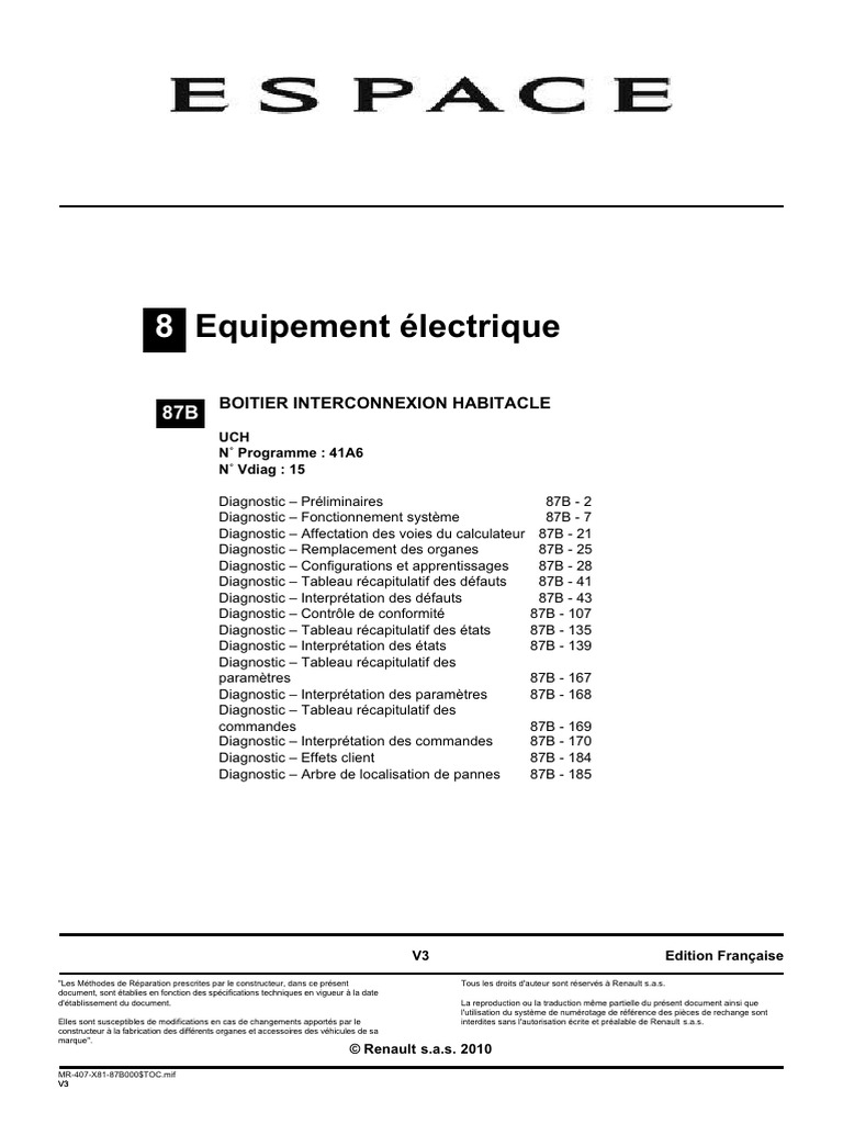 Diagnostic Unité Centrale Habitacle Renault PDF Injection (moteur — free download