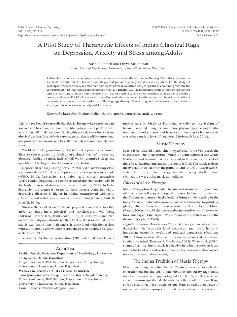 Therapeutic Effects of Music On Adults | PDF | Major Depressive ...
