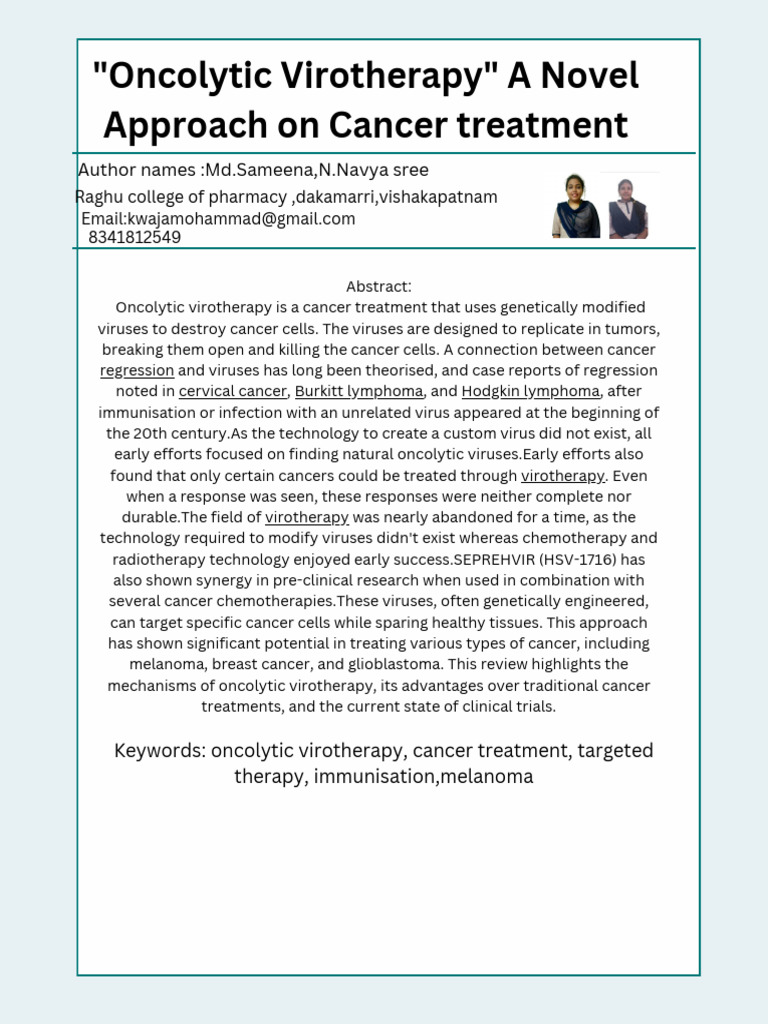 Oncolytic Virotherapy for Cancer Treatment | PDF
