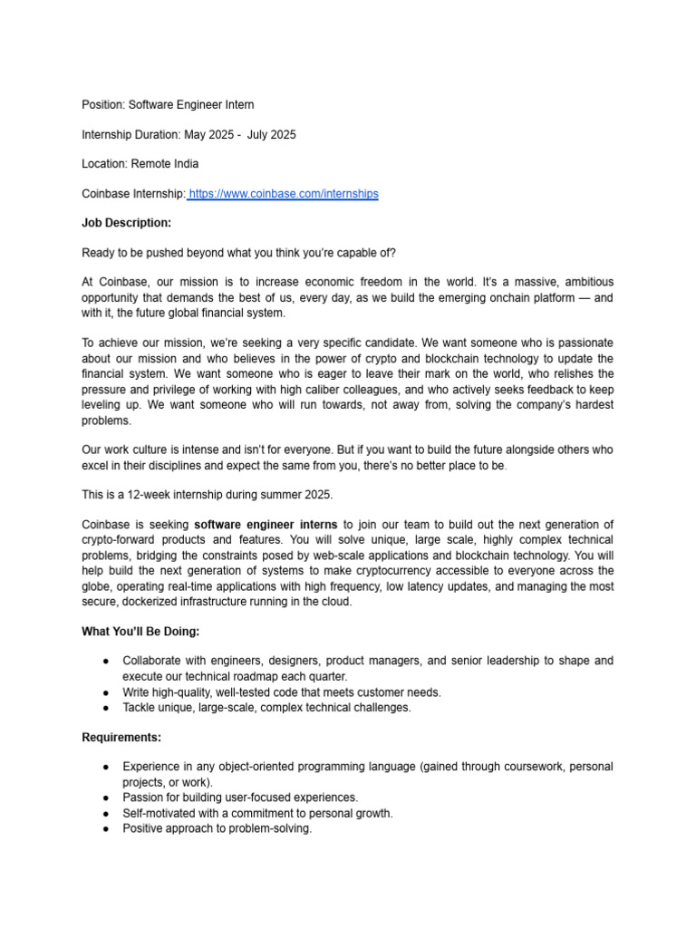 Software Engineer Intern - INDIA (2) | PDF | Software Engineering ...