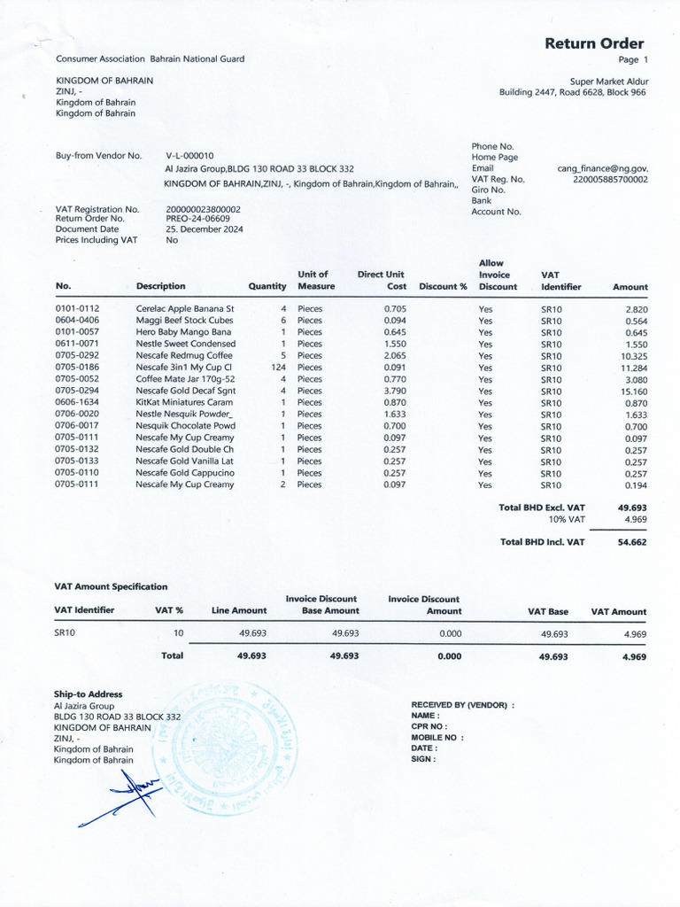 Al Jazira - Return Credit Note | PDF