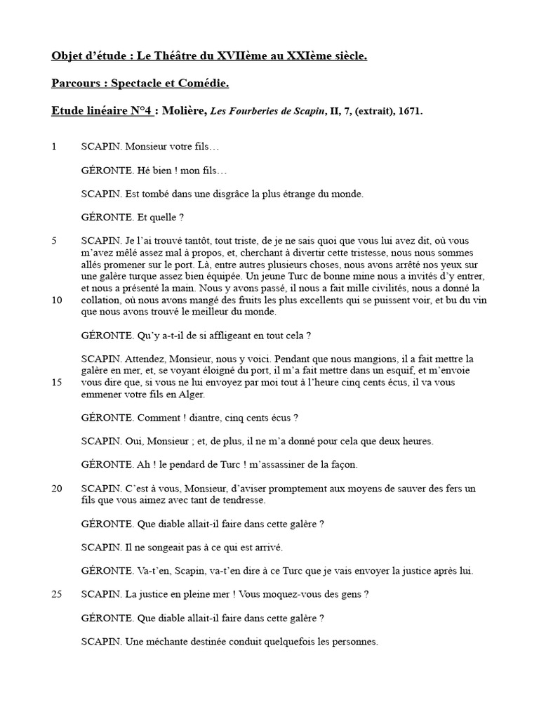 Analyse de Scapin dans Molière | PDF | Molière