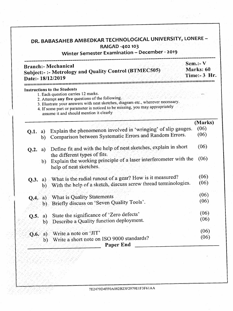 Metrology and Quality Control | PDF