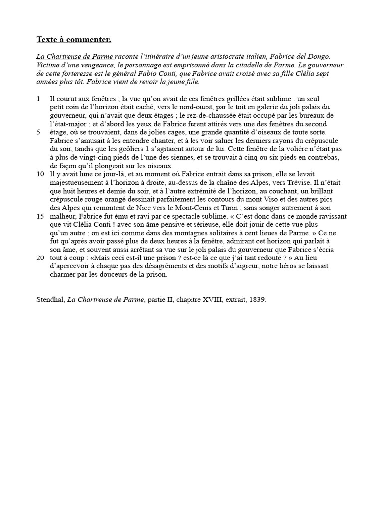 Texte Stendhal et corrigé | PDF | Romans | Réalisme (littérature)