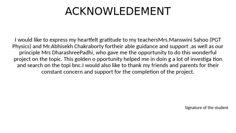 Acknowledement: Signature of The Student | PDF