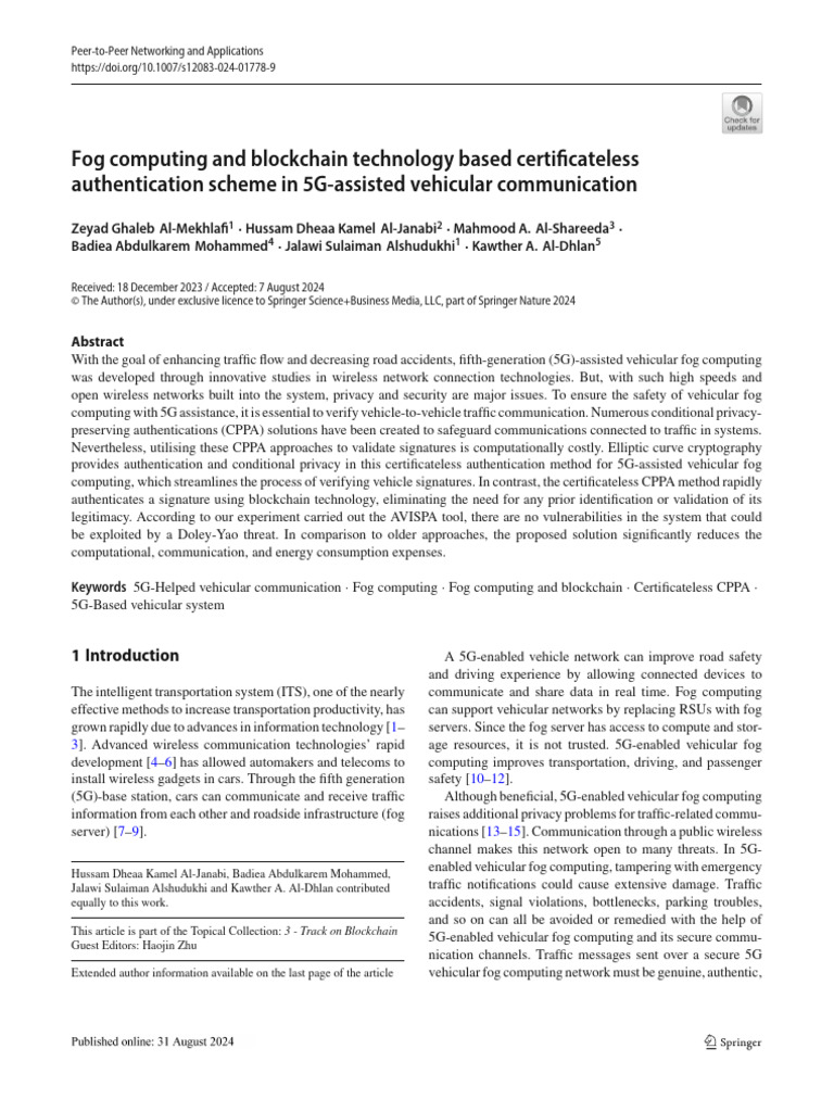 Fog Computing and Blockchain Technology Based Certificateless ...