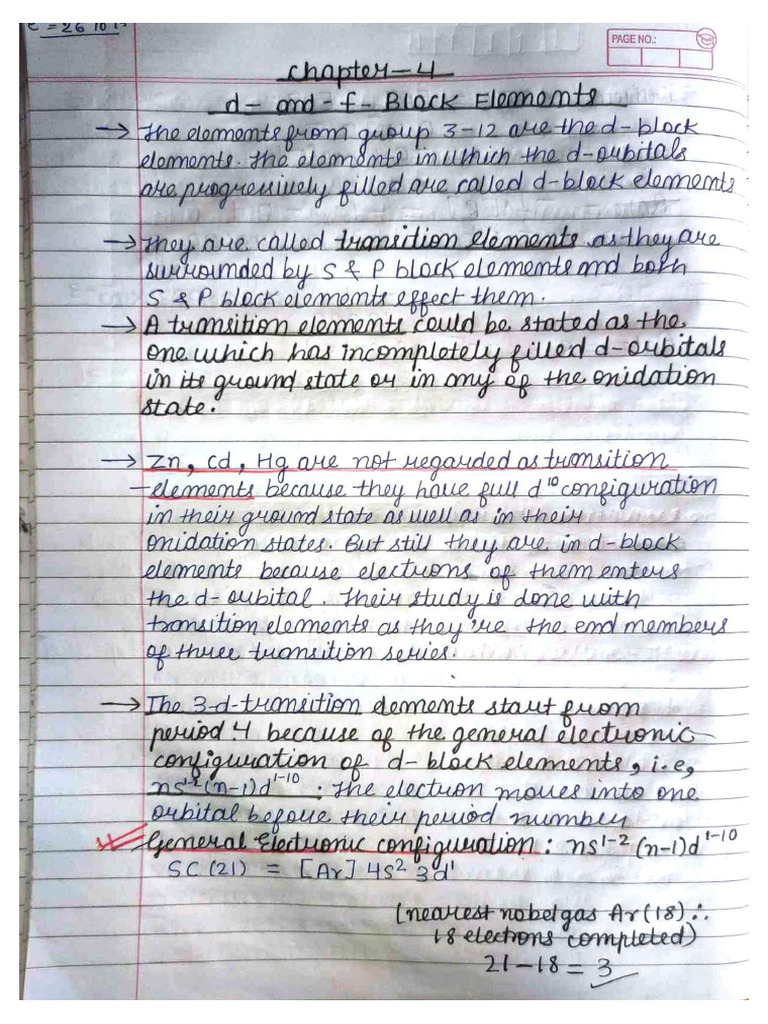 D &F Block Elements Notes | PDF