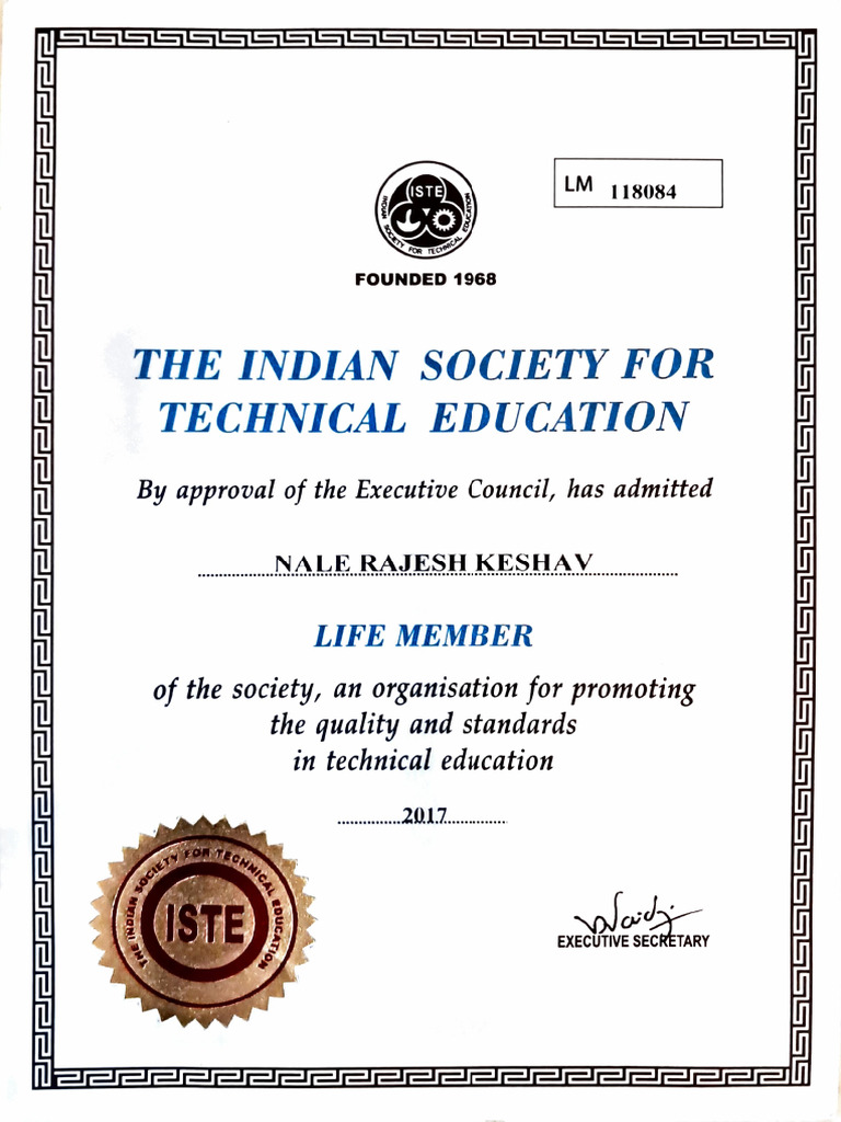 Indian Society for Technical Education Membership | PDF