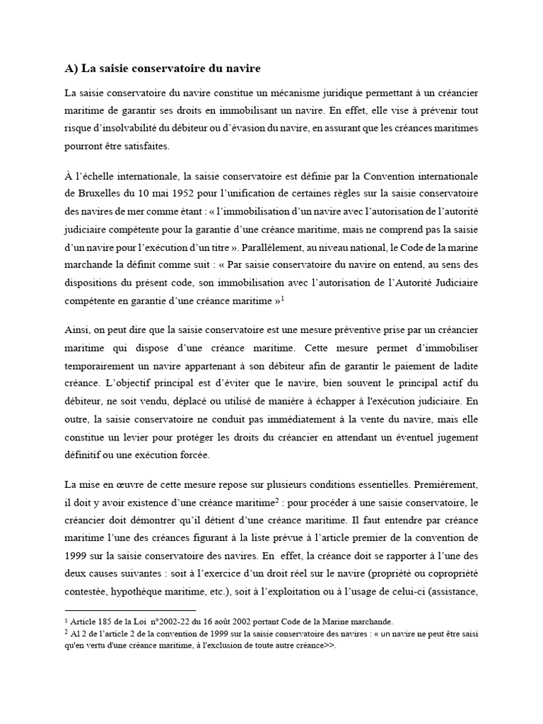 Saisie conservatoire des navires expliquée | PDF | Débiteur