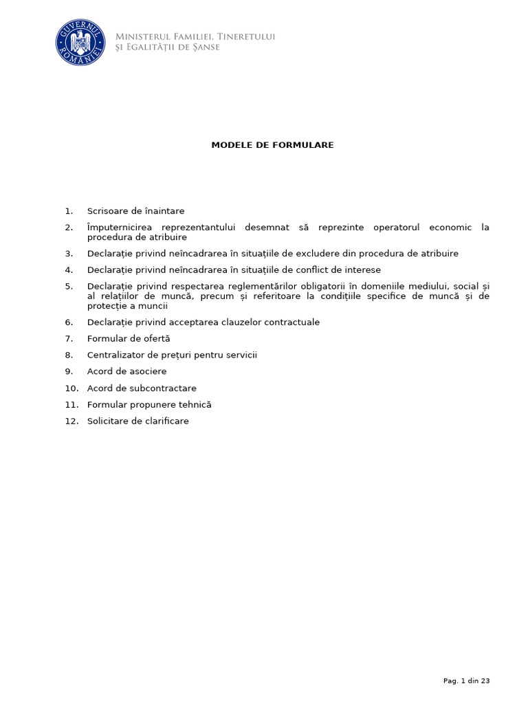 Modele de Formulare Format Editabil | PDF