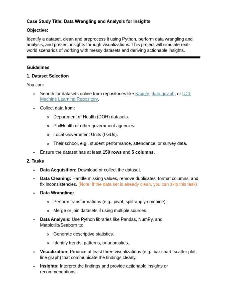 Case Study Guidelines | PDF | Data | Statistics