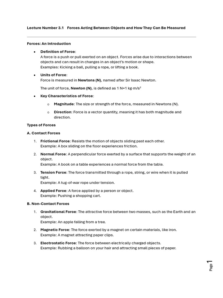Q3 LC1 Science 7 Lecture Forces Introduction | PDF | Force | Weighing Scale