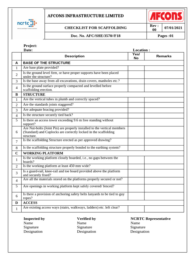 Scaffolding Safety Checklist Guide | PDF | Scaffolding