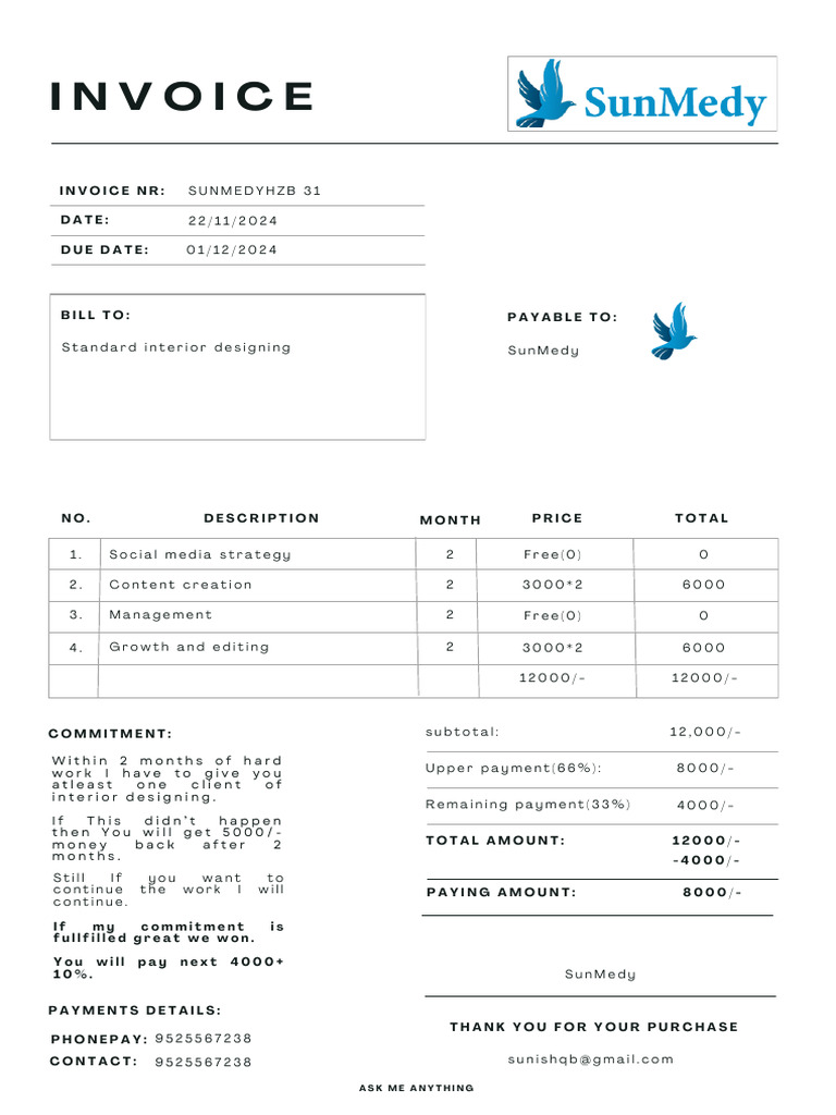 Standard Interior Designing Invoice (1) PDF