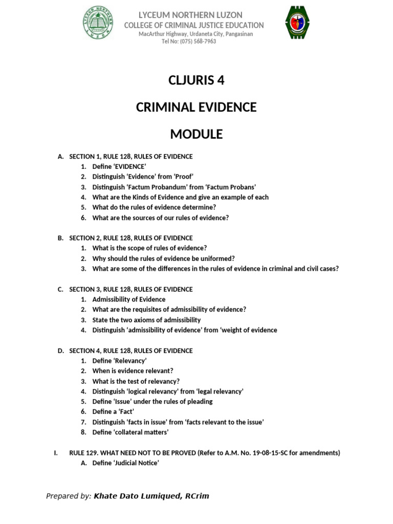CLJURIS4 EVIDENCE Module | PDF | Evidence (Law) | Hearsay