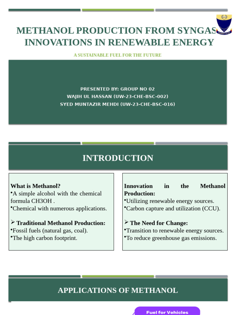 Innovations in Renewable Methanol Production | PDF | Methanol | Coal