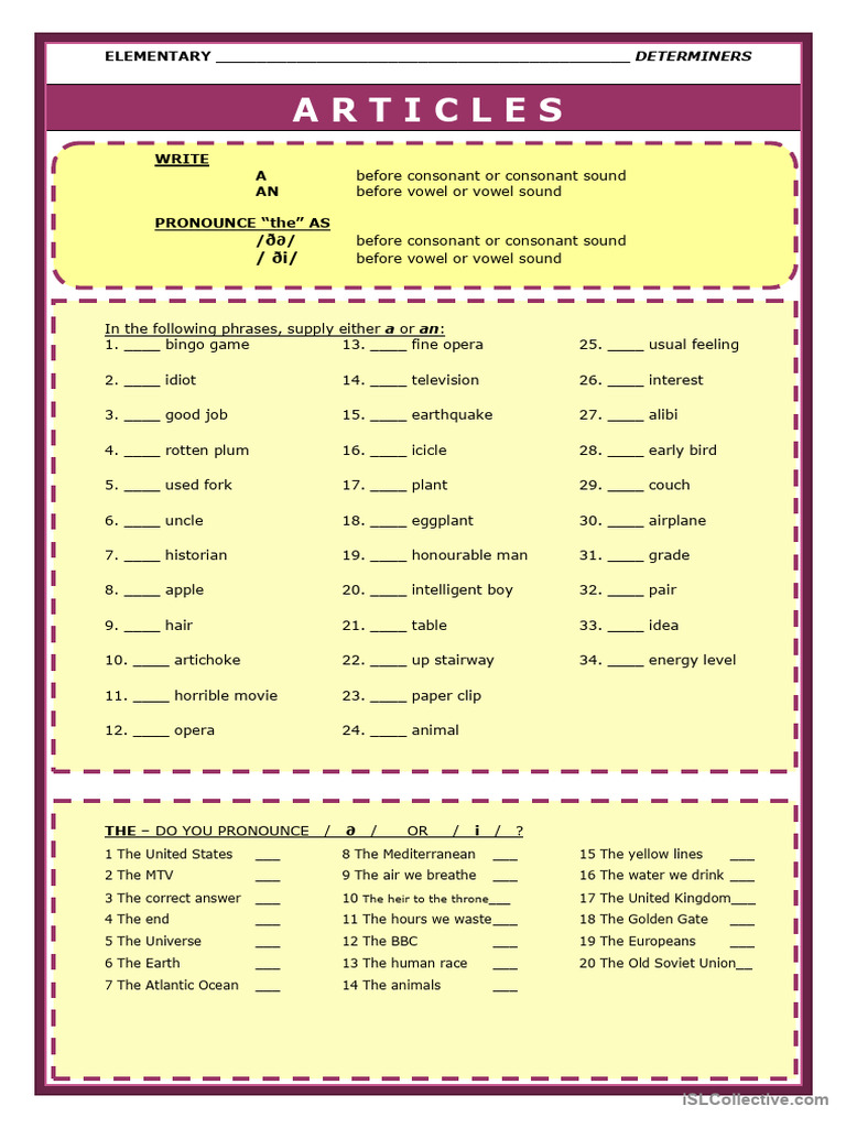 Elementary Determiners and Pronunciation Guide | PDF | Linguistics ...
