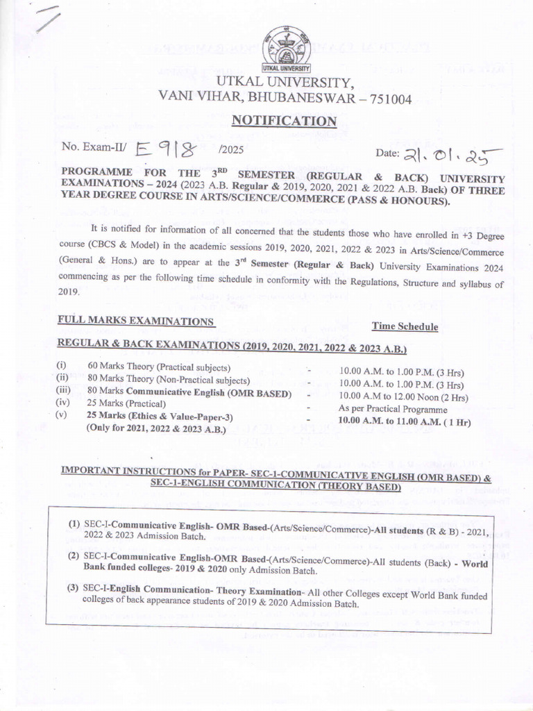 3rd Sem Programme 2024 | PDF