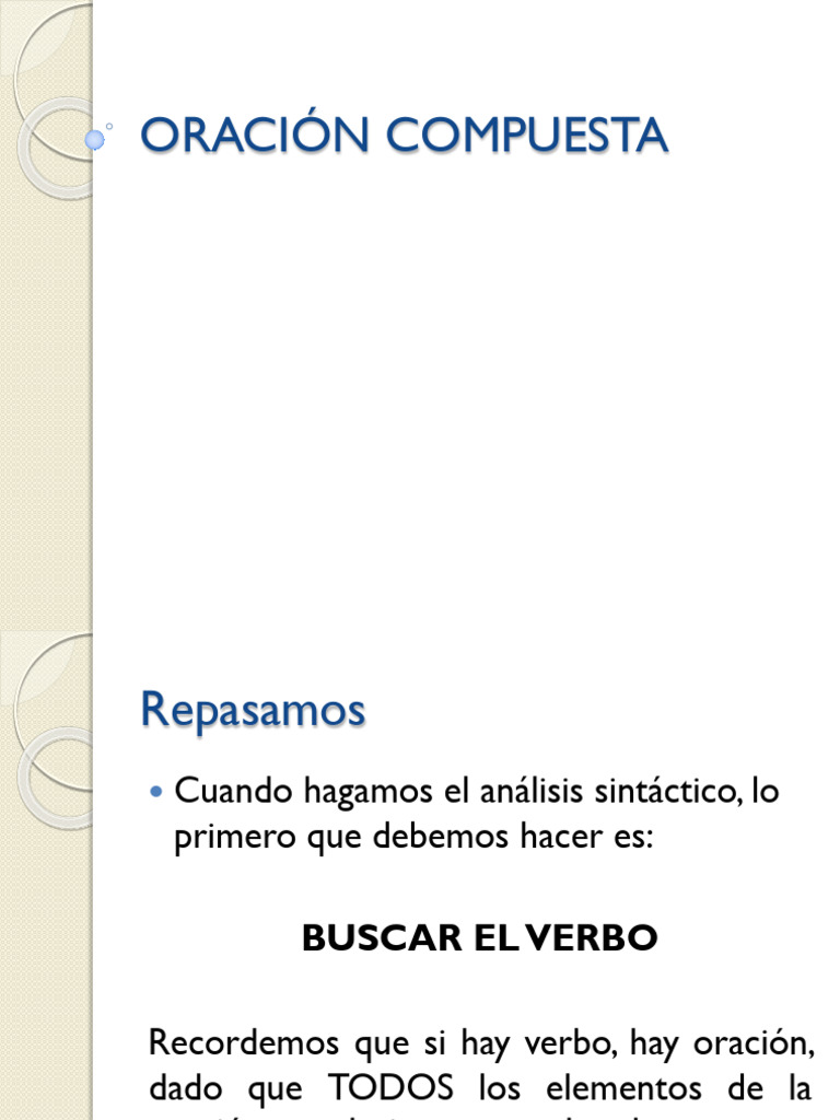 Estructura y Tipos de Oraciones Compuestas | PDF | Oración (Lingüística ...