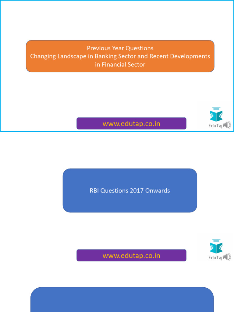 RBI Exam Questions on Finance Sector | PDF | Banks | Reserve Bank Of India