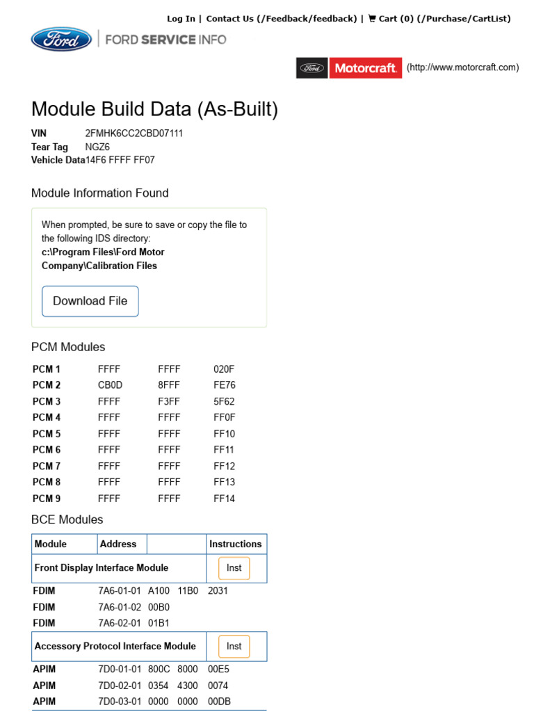 Ford Flex - 2FMHK6CC2CBD07111 Module Build Data (As-Built) | PDF ...