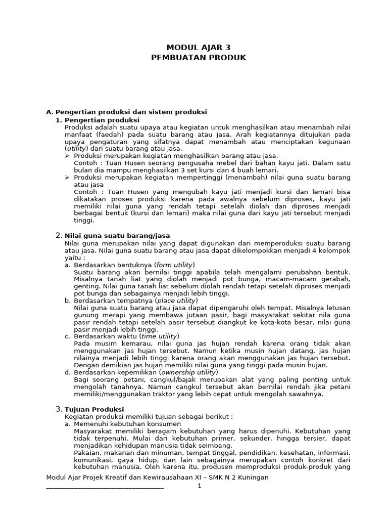 Pengertian dan Tujuan Produksi Barang | PDF