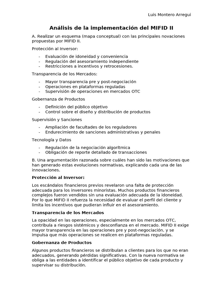 Análisis de MIFID II: Innovaciones y Efectos | PDF | Mercado (economía ...