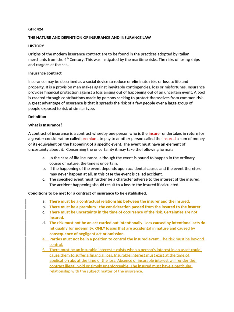 Understanding Insurance Law Basics | PDF | Insurance | Risk