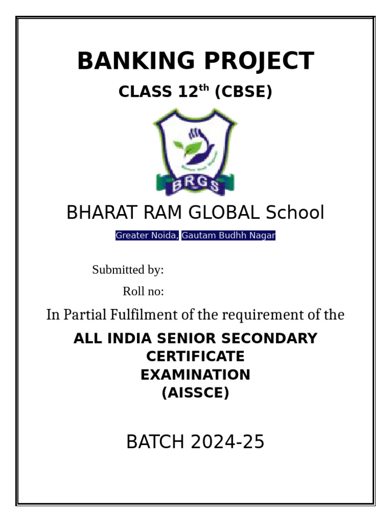 Banking Project Cover Page Design | PDF