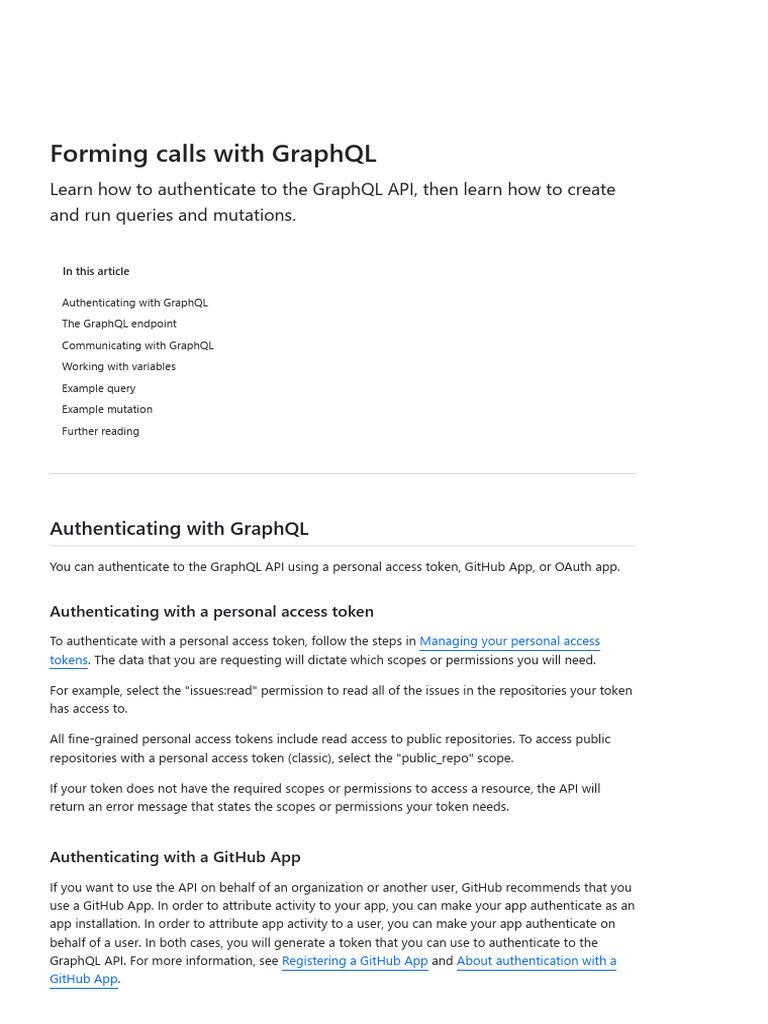 GraphQL API: Authentication & Queries Guide | PDF | Parameter (Computer ...