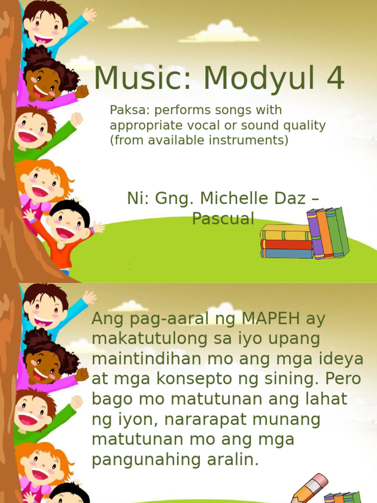 3rdgrading - Music - Module4 - Performs Songs With Appropriate Vocal | PDF